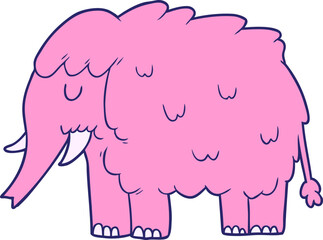 cartoon mammoth in bright neon color