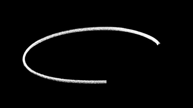 White hand drawing doodle round circuler drawing effect animation, grunge circle highlights with transparent background
