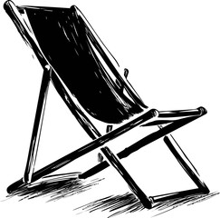 Sketch of a beach chair with bold black and white design, minimalist style