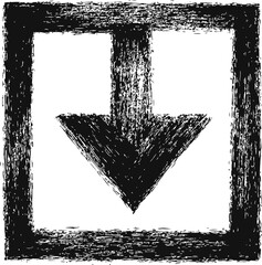 Sketch of downward black arrow inside square frame
