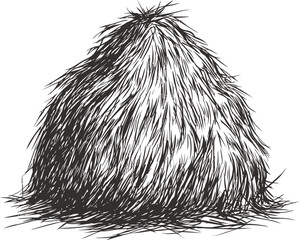 Obraz premium Detailed drawing of a haystack with intricate lines and textures, black and white