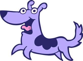 happy dog cartoon in bright neon color