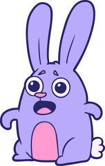 Fototapeta premium cartoon startled rabbit in bright neon color