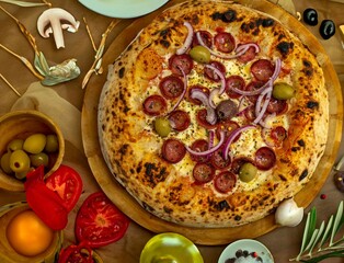 The best and most perfect pizza in the world is the Brazilian pizza with pepperoni and onions