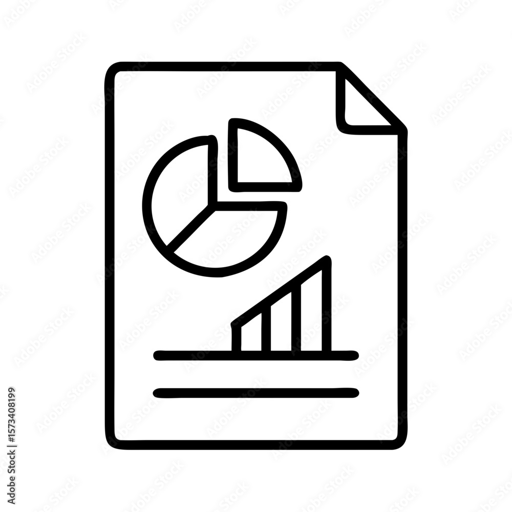 Poster business report document with pie chart and bar graph for financial data analysis review on transpar