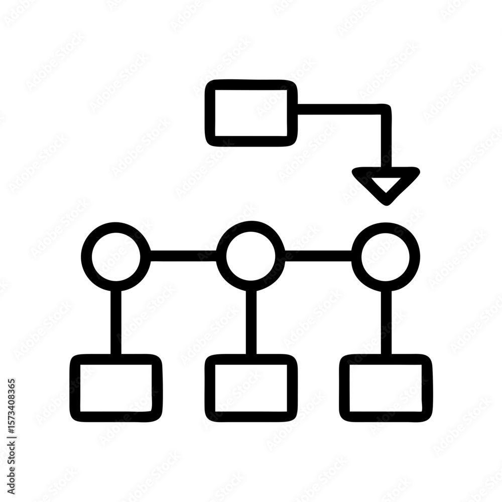 Poster flowchart diagram illustration for business process and workflow management optimization design on t