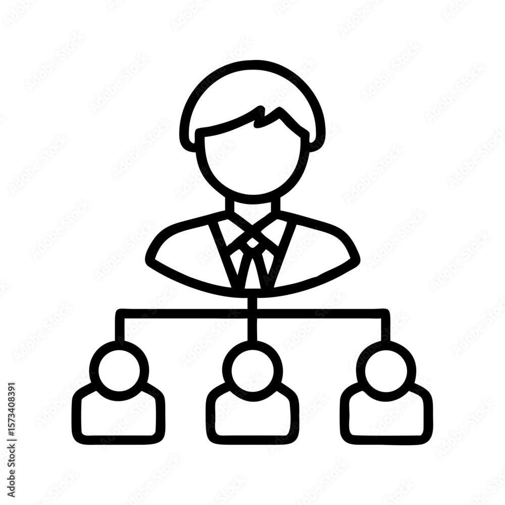 Poster organization chart hierarchy structure business management team leader employee network diagram icon