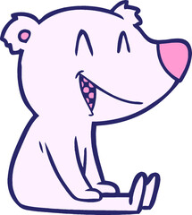 sitting bear cartoon in bright neon color