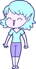 cartoon elf girl in bright neon color
