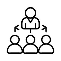 Team management structure diagram leadership hierarchy organization chart and delegation icon vector 90 on transparent background