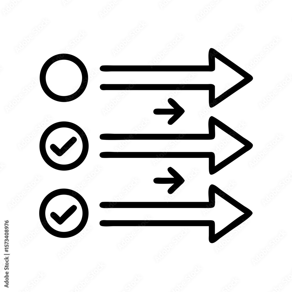 Poster checklist with arrows vector icon for task management and process flow diagram design element ideas 