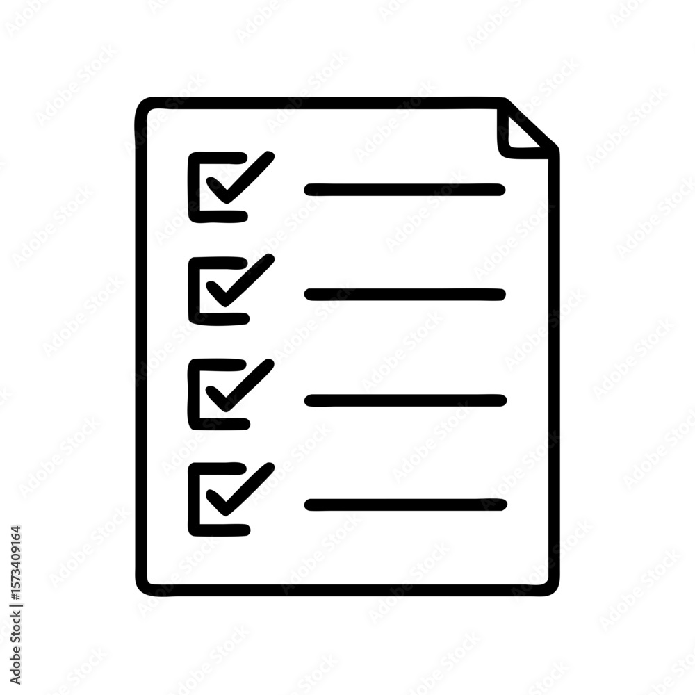 Poster Checklist icon vector graphic for task management and to do list with checkmarks and lines on transparent background