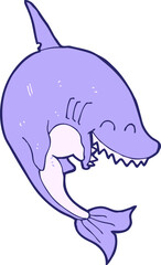 cartoon shark in bright neon color