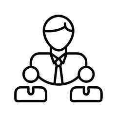 Business leader managing team vector icon for company structure and organization chart design on transparent background