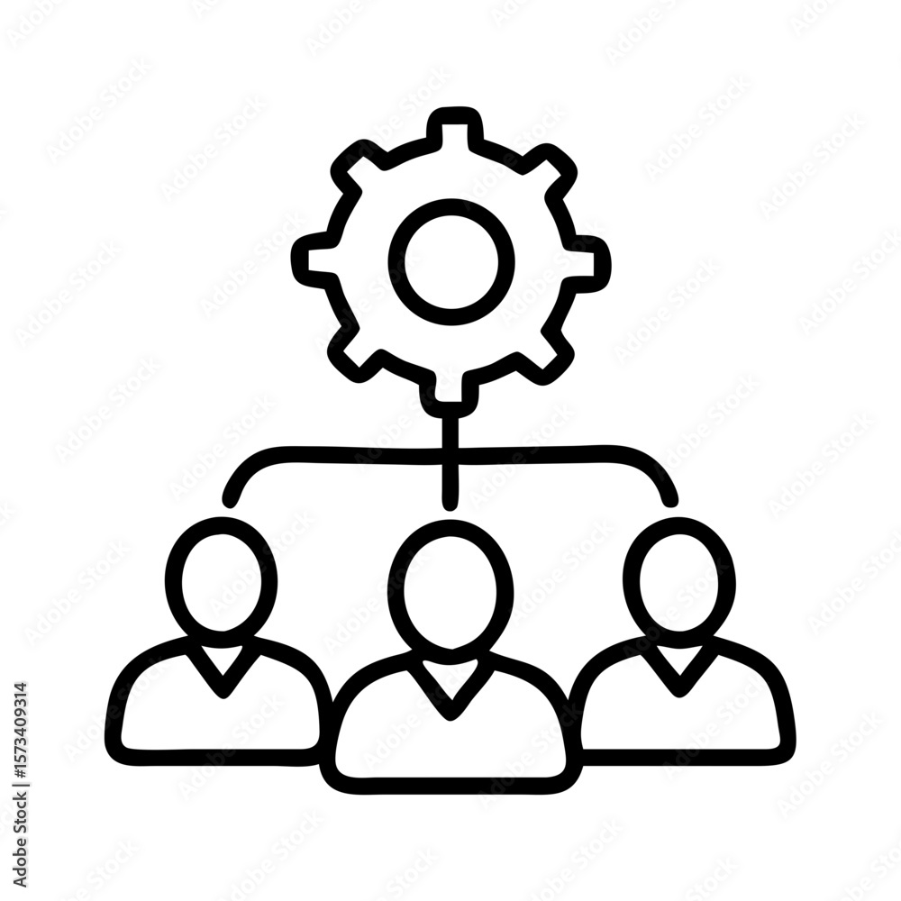 Poster team management icon vector illustration for business process and workflow automation tool on transp