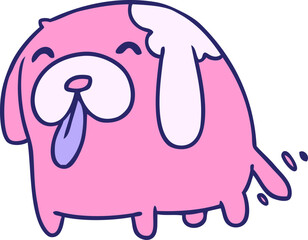 cartoon illustration kawaii of a cute dog in bright neon color