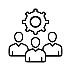 Teamwork collaboration management process gear cog people group organization cooperation strategy 90 on transparent background