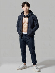 Fototapeta premium Portrait of a young man in a hoodie