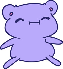 cartoon illustration kawaii cute teddy bear in bright neon color