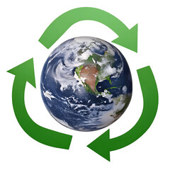 Recycle earth globe concept for environmental conservation on transparent background