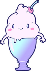 cute cartoon ice cream in bright neon color