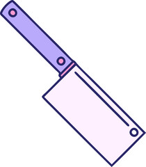 iconic tattoo style image of a meat cleaver in bright neon color