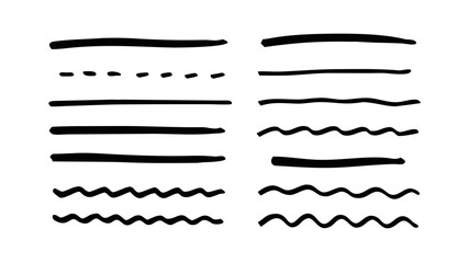 Vector line art collection of hand drawn lines, borders, and dividers for design use
