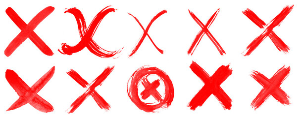 Marcas de Cruz Rojas: Conjunto de Símbolos de Error y Negación sin fondo