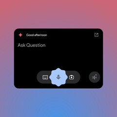 Gemini AI text placeholder design. LLM assistant chat interface. Input prompt box. Google artificial intelligence Generate button. Large language model text generator. Vector illustration.
