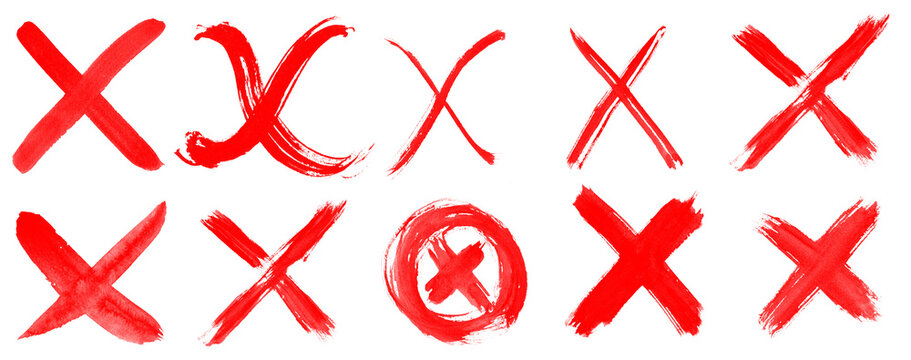 Marcas de Cruz Rojas: Conjunto de Símbolos de Error y Negación sin fondo