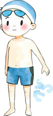 Cute swimmer cartoon vector illustration.