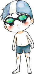 Cute swimmer cartoon vector illustration.