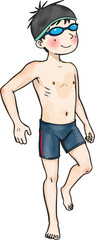 Cute swimmer cartoon vector illustration.