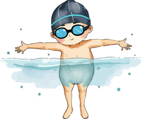 Cute swimmer cartoon vector illustration.