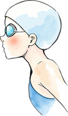 Cute swimmer cartoon vector illustration.