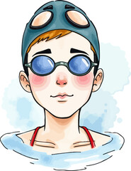 Cute swimmer cartoon vector illustration.