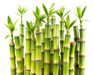 Obraz premium green bamboo leaves isolated on white background. PNG Transparent file type with high definition quality And vibrant color grading Available.