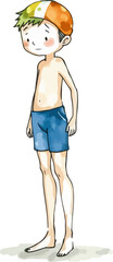 Cute swimmer cartoon vector illustration.