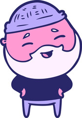 cartoon happy bearded man in bright neon color