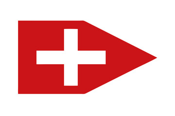 Obraz premium Red geometric shape with a black cross symbol on a black background