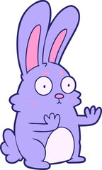 cartoon scared rabbit in bright neon color