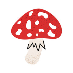 Fly agaric, amanita mushroom. Stylized forest autumn red mushroom.