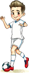 Cute footballer cartoon vector illustration.