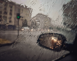 rain on the car window