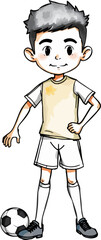 Cute footballer cartoon vector illustration.