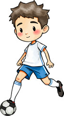 Cute footballer cartoon vector illustration.