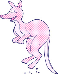 freehand drawn cartoon kangaroo in bright neon color