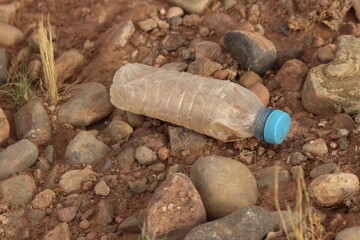 Plastic bottle lying on the ground
