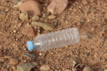 Plastic bottle lying on the ground