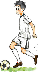 Cute footballer cartoon vector illustration.